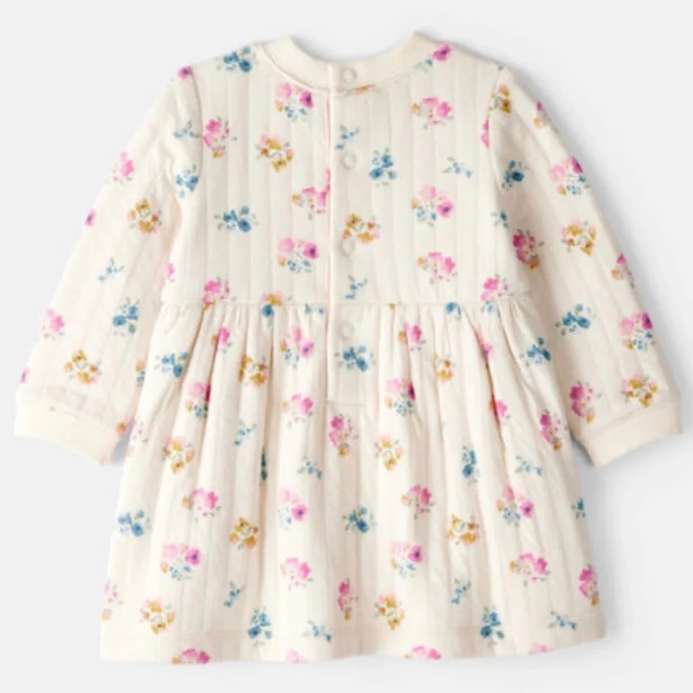 Carters Baby Girl Floral Dress Size 18M Ivory Long Sleeves NEW